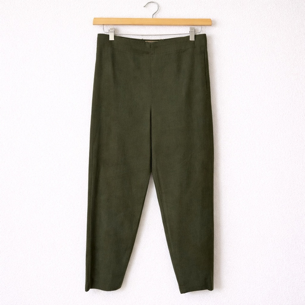 Gantos Hunter Green Faux Suede Pants Size 12 High Waist Y2K Career Chic NWT